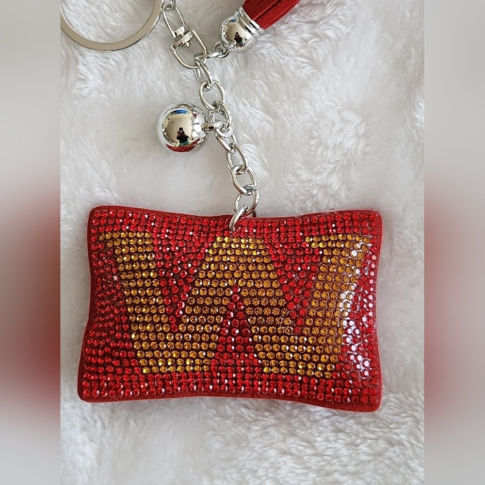 Washington Commanders Red and Gold Keychain with Tassel Footvall Bag Charm - Picture 2 of 3